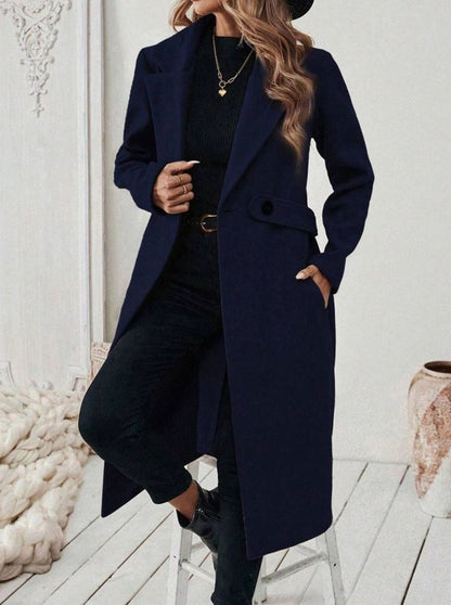 Cappotto Lungo Donna con Cintura e Collo Ampio