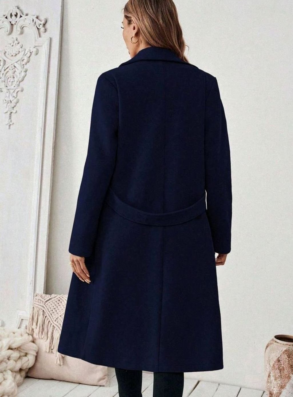 Cappotto Lungo Donna con Cintura e Collo Ampio