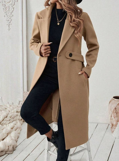 Cappotto Lungo Donna con Cintura e Collo Ampio