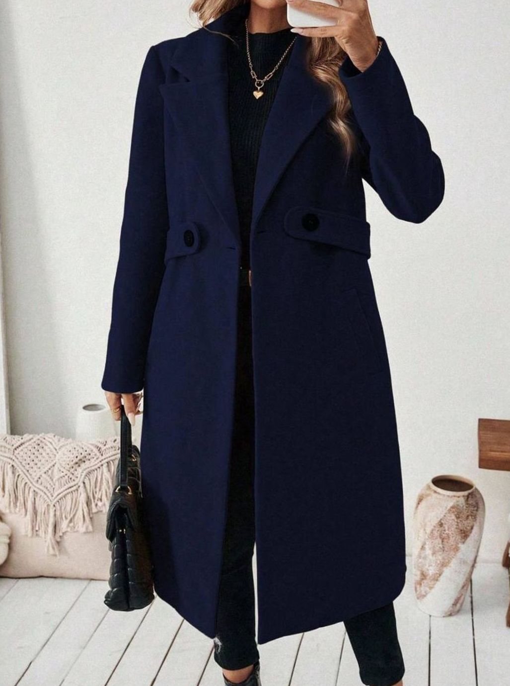 Cappotto Lungo Donna con Cintura e Collo Ampio