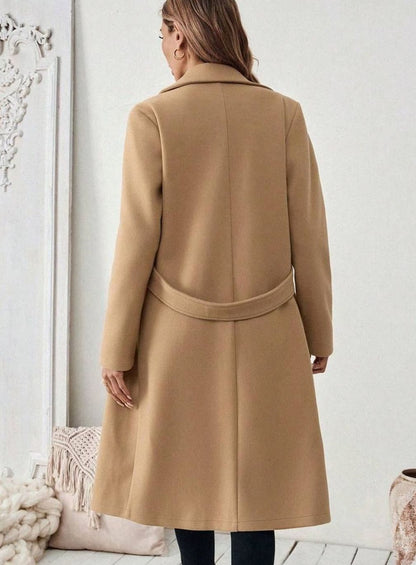 Cappotto Lungo Donna con Cintura e Collo Ampio