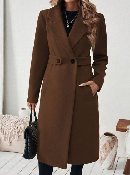 Cappotto Lungo Donna con Cintura e Collo Ampio