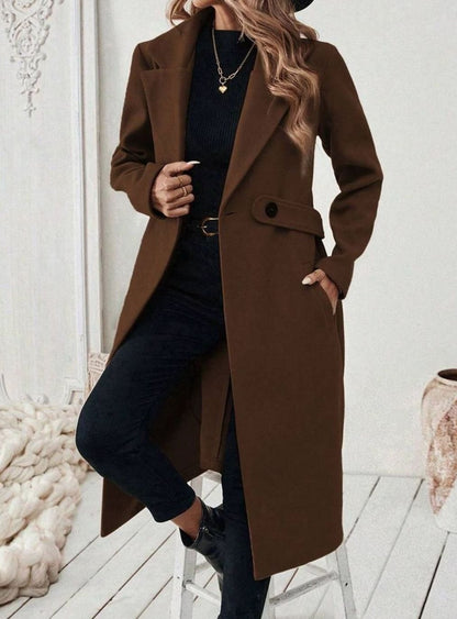 Cappotto Lungo Donna con Cintura e Collo Ampio