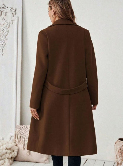 Cappotto Lungo Donna con Cintura e Collo Ampio