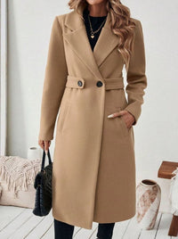Cappotto Lungo Donna con Cintura e Collo Ampio