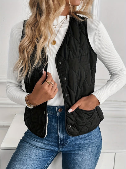 Gilet Donna Reversibile Trapuntato con Sherpa Nero