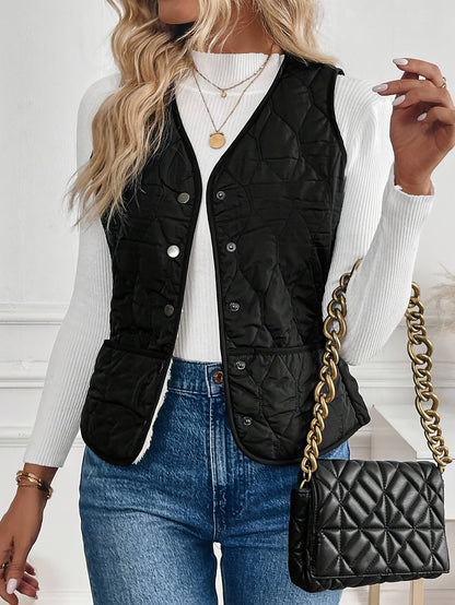 Gilet Donna Reversibile Trapuntato con Sherpa Nero
