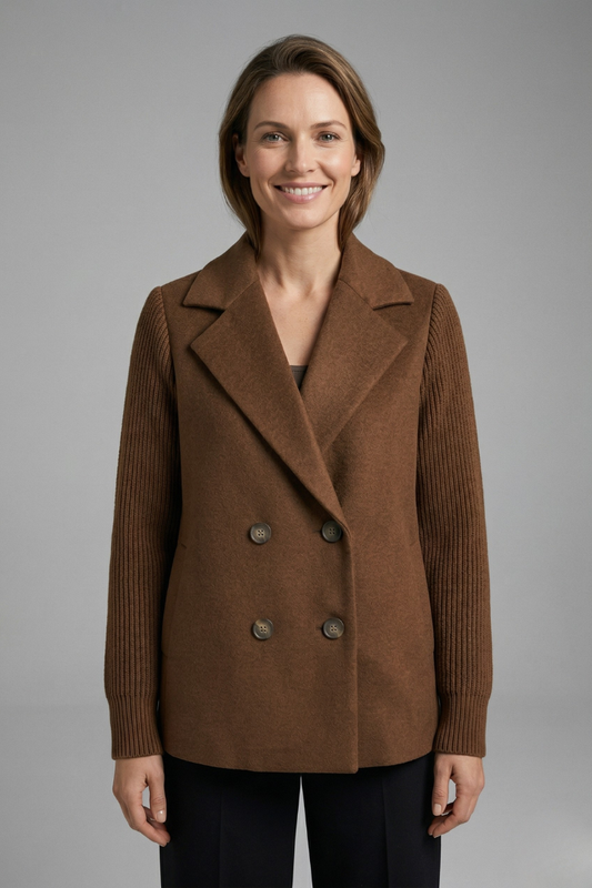 Blazer Donna Doppiopetto Strutturato In Misto Lana Autunno Inverno
