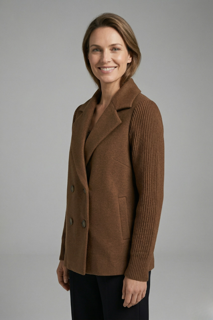 Blazer Donna Doppiopetto Strutturato In Misto Lana Autunno Inverno