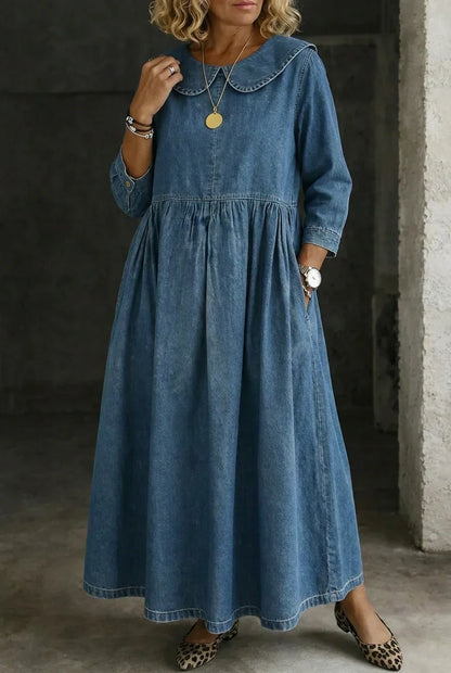 Abito di Jeans Donna con Colletto Tondo
