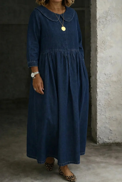Abito di Jeans Donna con Colletto Tondo