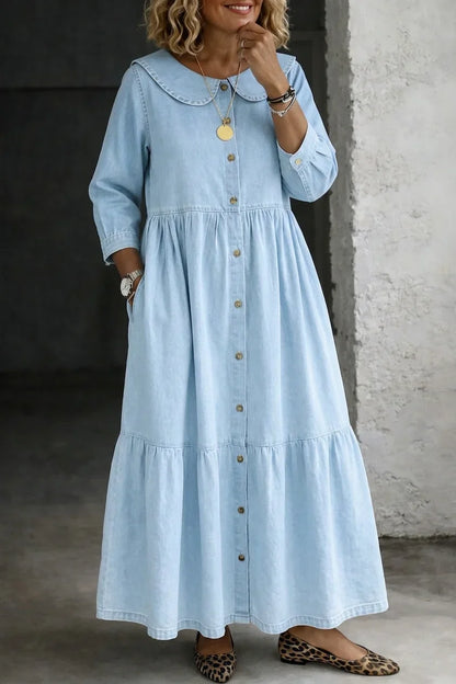 Abito di Jeans Donna con Colletto Tondo