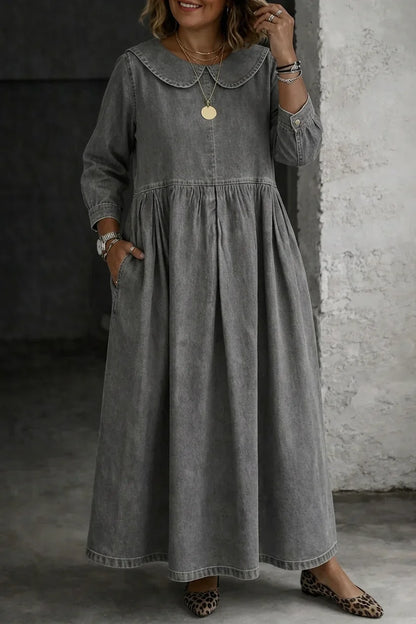 Abito di Jeans Donna con Colletto Tondo