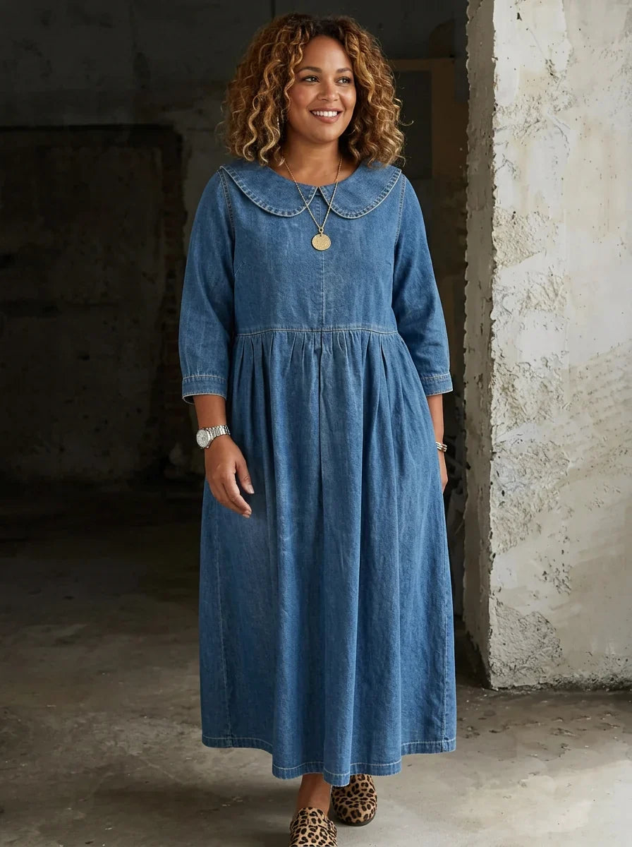 Abito di Jeans Donna con Colletto Tondo