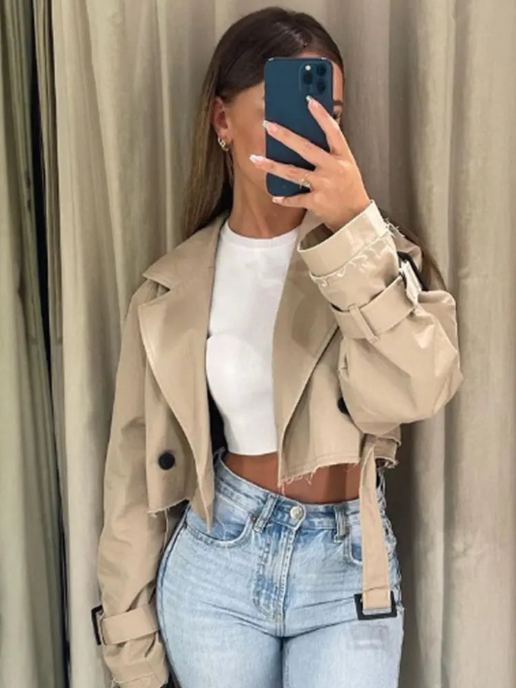 Cappotto Donna Elegante Corto Doppiopetto
