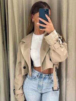 Cappotto Donna Elegante Corto Doppiopetto