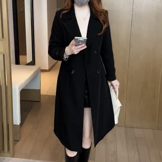 Cappotto Lungo Donna Nero Elegante in Lana