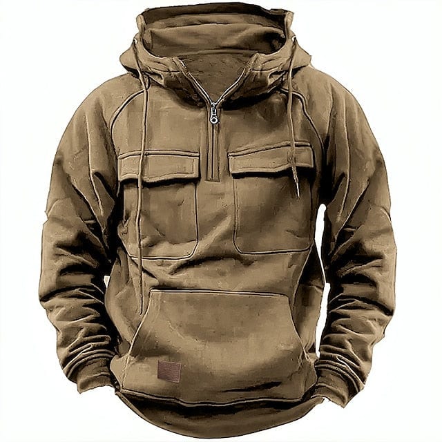 Felpa con Cappuccio Uomo Felpata Mezza Zip
