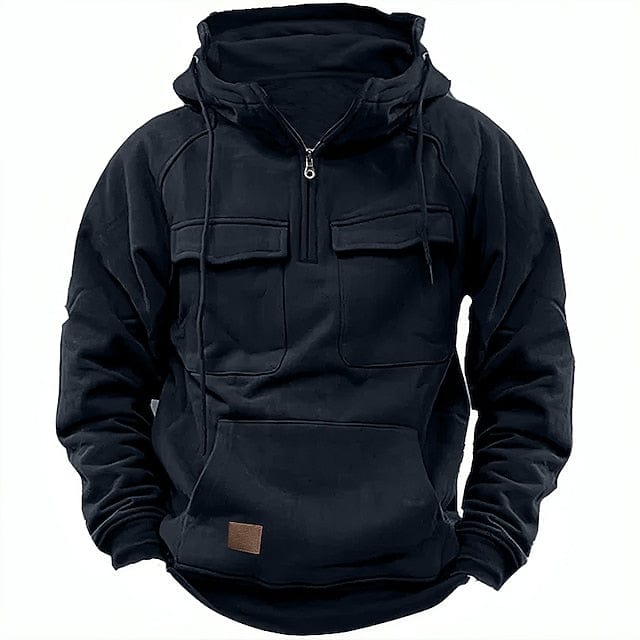 Felpa con Cappuccio Uomo Felpata Mezza Zip