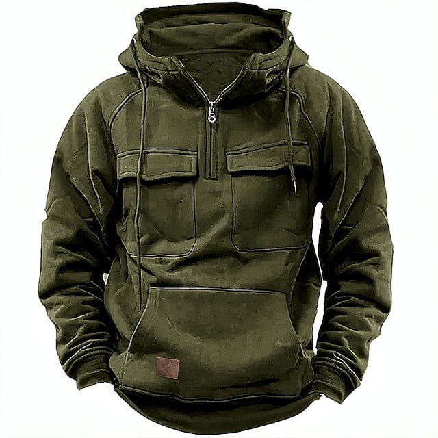 Felpa con Cappuccio Uomo Felpata Mezza Zip