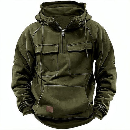 Felpa con Cappuccio Uomo Felpata Mezza Zip