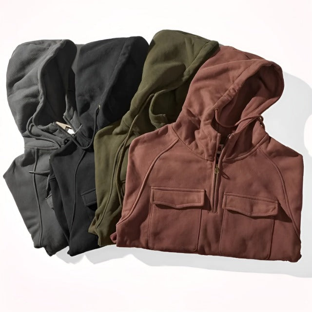 Felpa con Cappuccio Uomo Felpata Mezza Zip