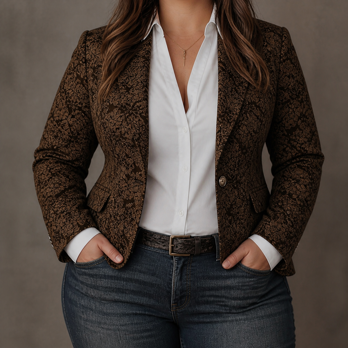 Blazer Donna Aderente Fantasia Paisley Ufficio