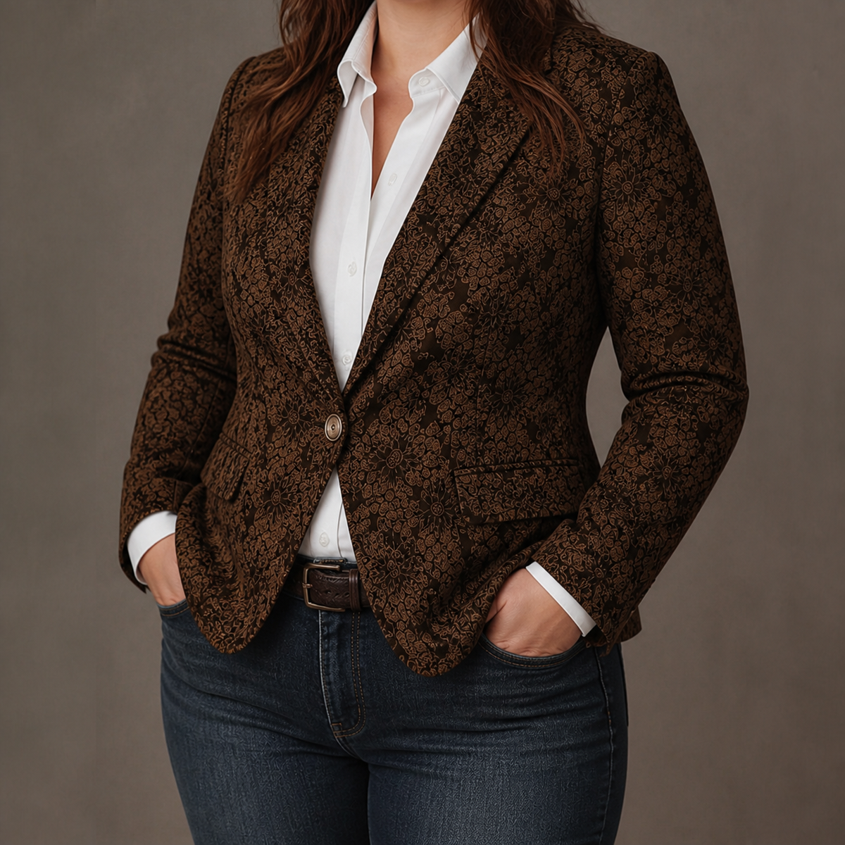 Blazer Donna Aderente Fantasia Paisley Ufficio