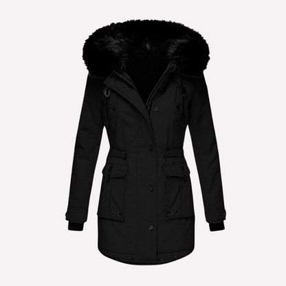 Parka Donna con Cappuccio in Pelliccia Sintetica