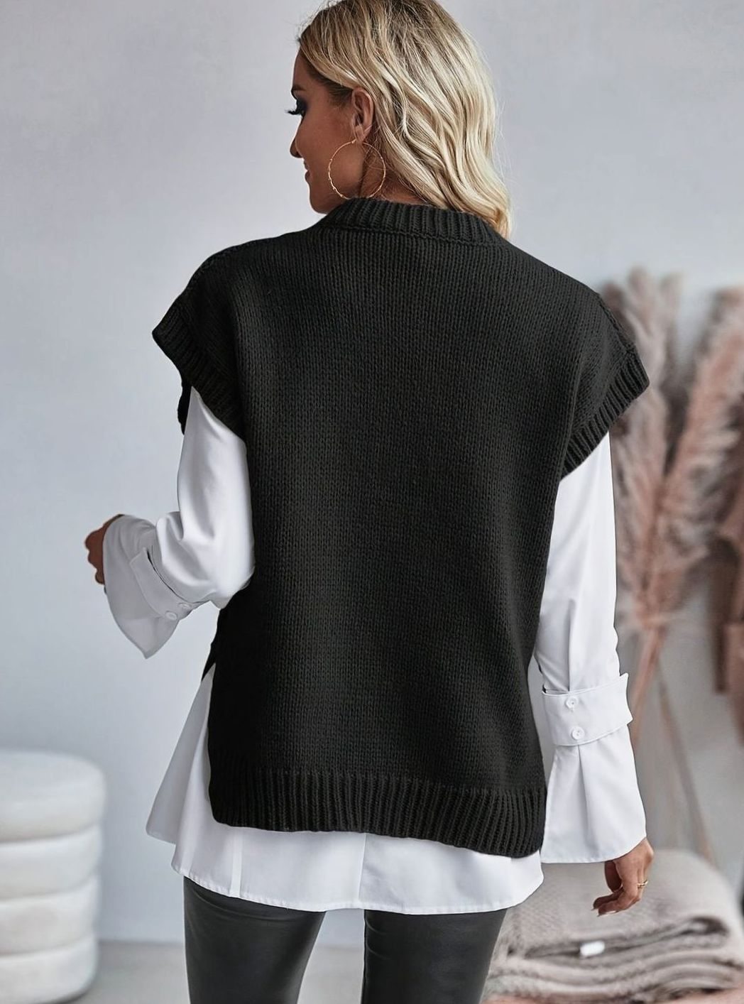 Gilet Donna in Maglia a Trecce Girocollo