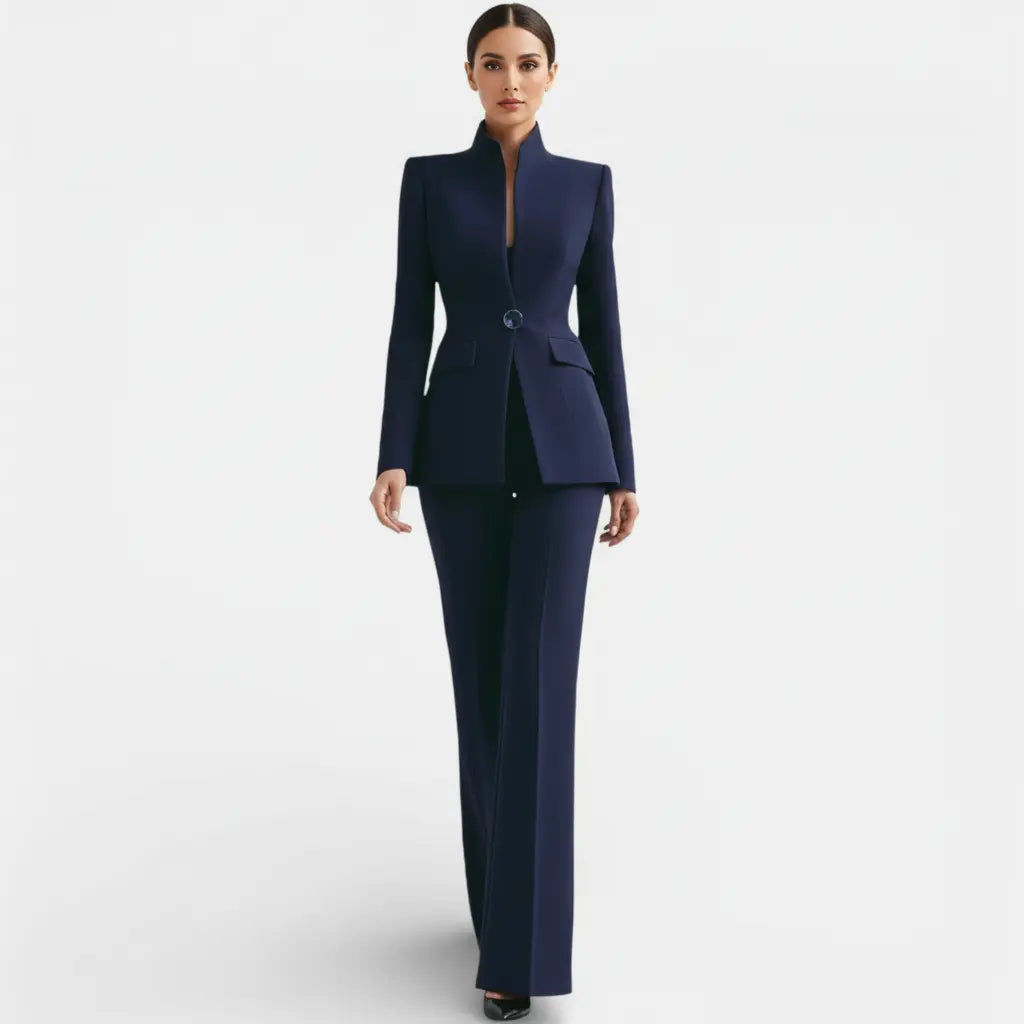 Completo Donna Elegante Giacca Aderente Pantaloni Abbinati