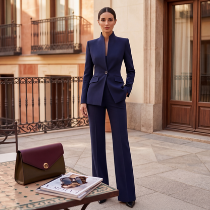 Completo Donna Elegante Giacca Aderente Pantaloni Abbinati