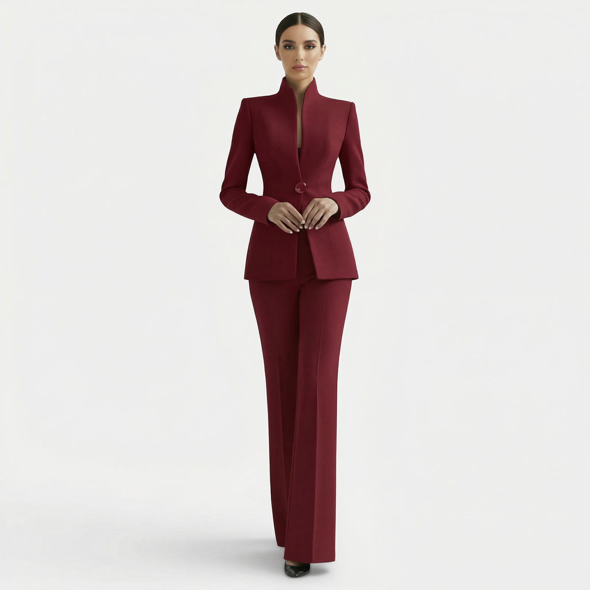 Completo Donna Elegante Giacca Aderente Pantaloni Abbinati