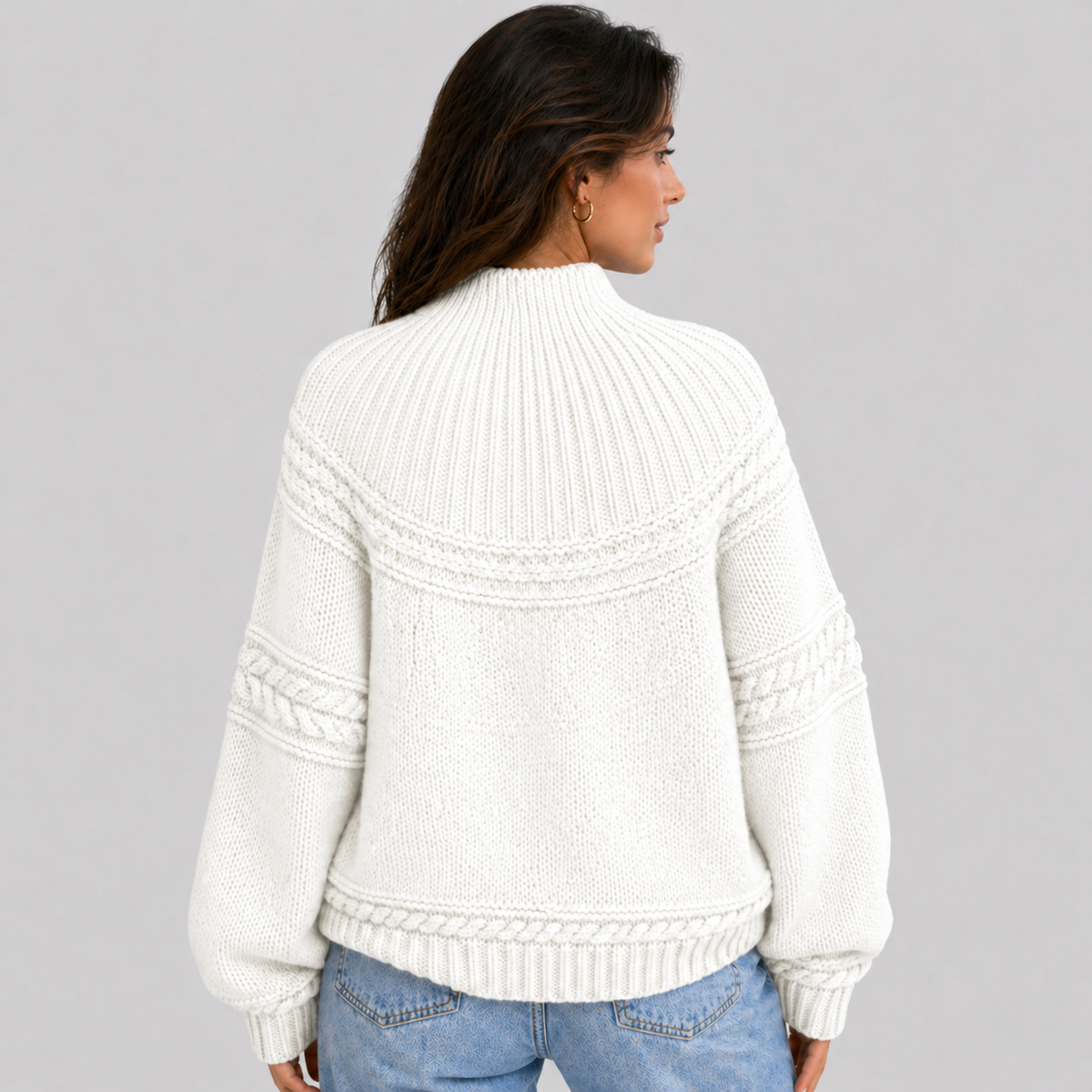 Maglione a Trecce Donna Collo a Lupetto