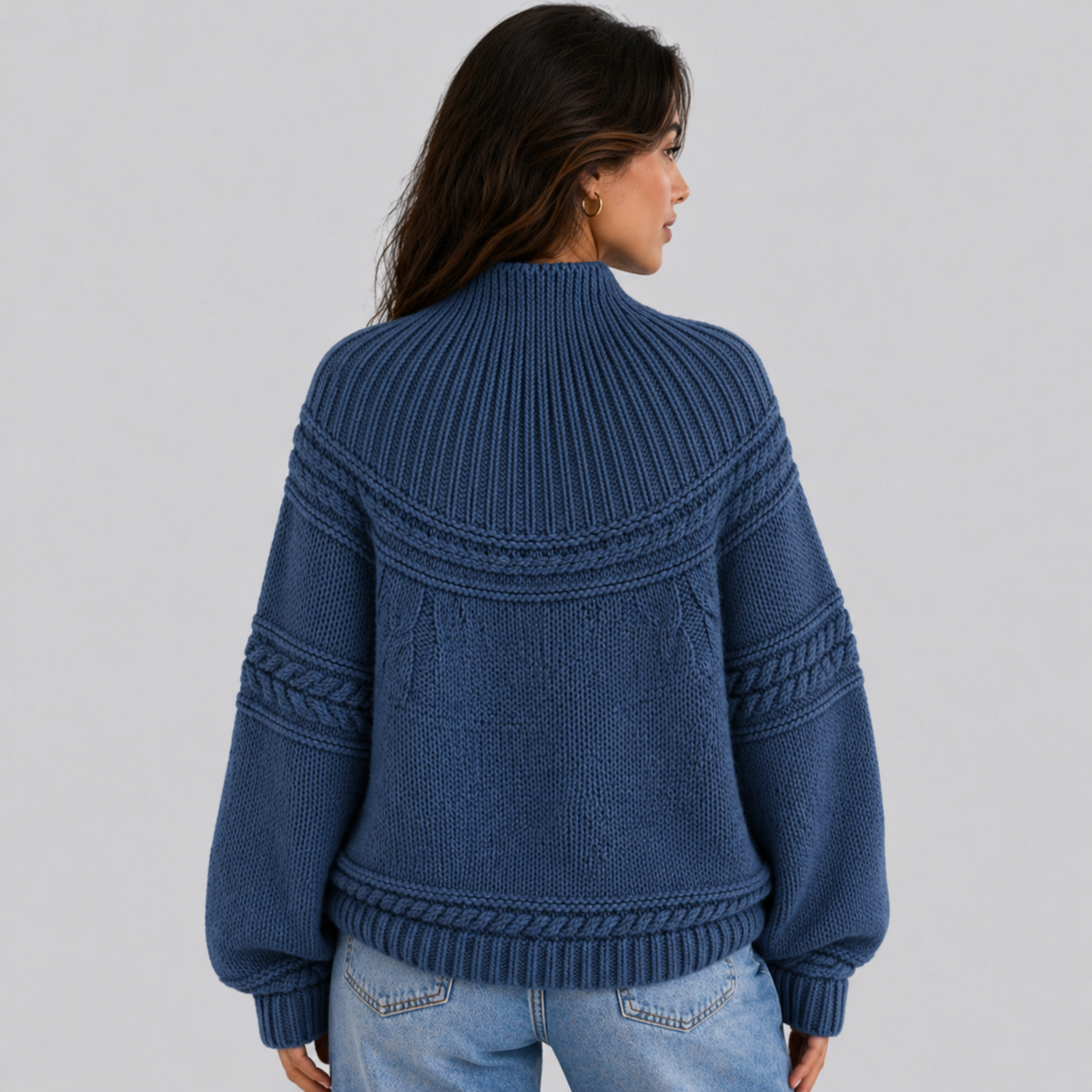 Maglione a Trecce Donna Collo a Lupetto
