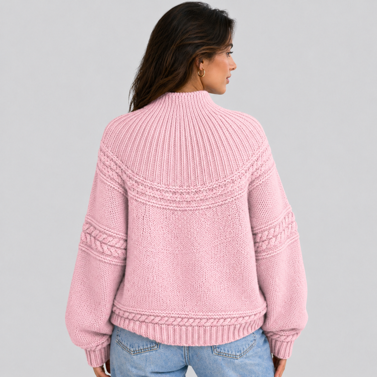 Maglione a Trecce Donna Collo a Lupetto