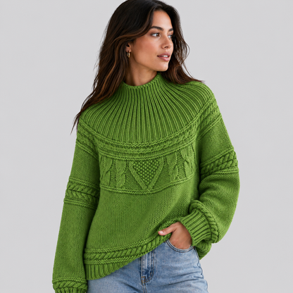 Maglione a Trecce Donna Collo a Lupetto