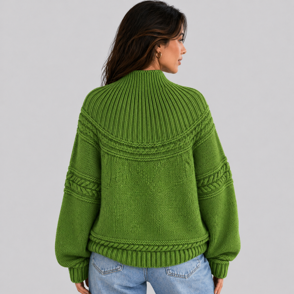 Maglione a Trecce Donna Collo a Lupetto