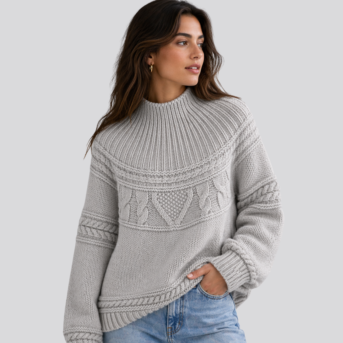 Maglione a Trecce Donna Collo a Lupetto