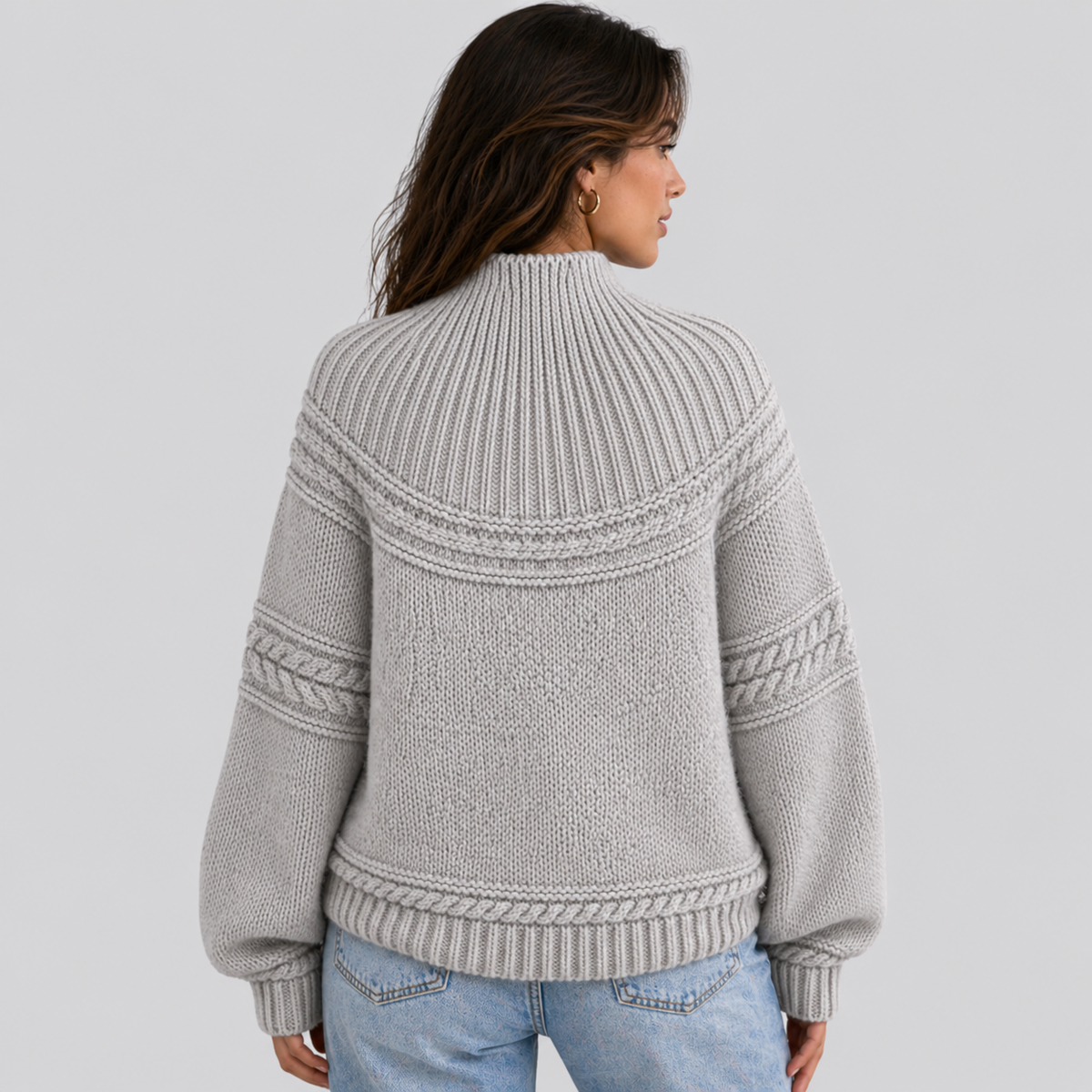 Maglione a Trecce Donna Collo a Lupetto