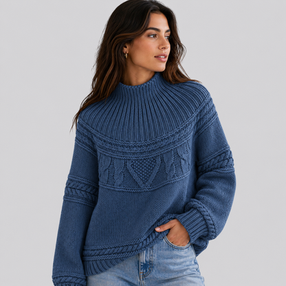 Maglione a Trecce Donna Collo a Lupetto