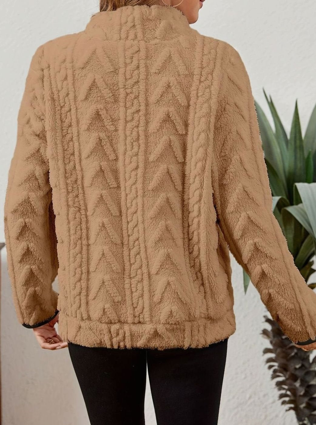 Felpa Pile Donna Mezza Zip con Tasca Marsupio
