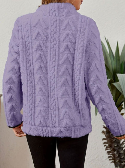 Felpa Pile Donna Mezza Zip con Tasca Marsupio