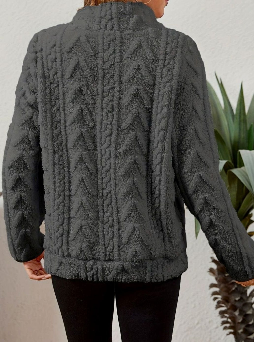 Felpa Pile Donna Mezza Zip con Tasca Marsupio