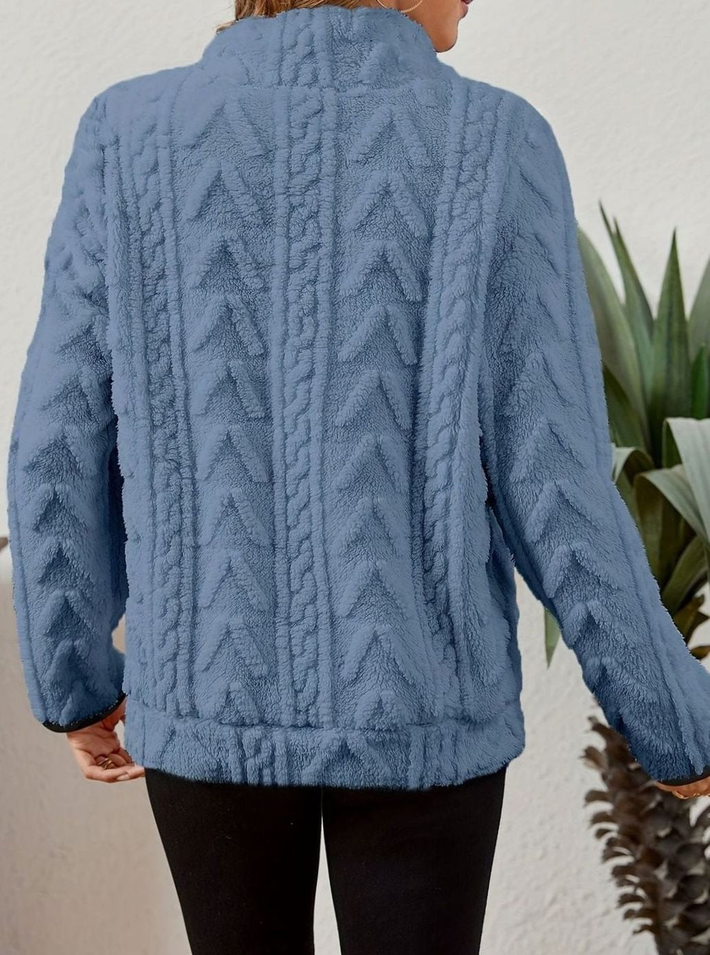 Felpa Pile Donna Mezza Zip con Tasca Marsupio