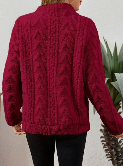 Felpa Pile Donna Mezza Zip con Tasca Marsupio