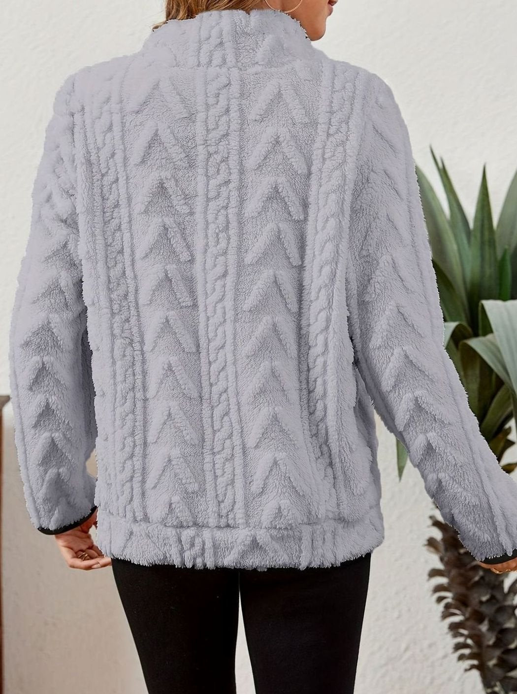 Felpa Pile Donna Mezza Zip con Tasca Marsupio