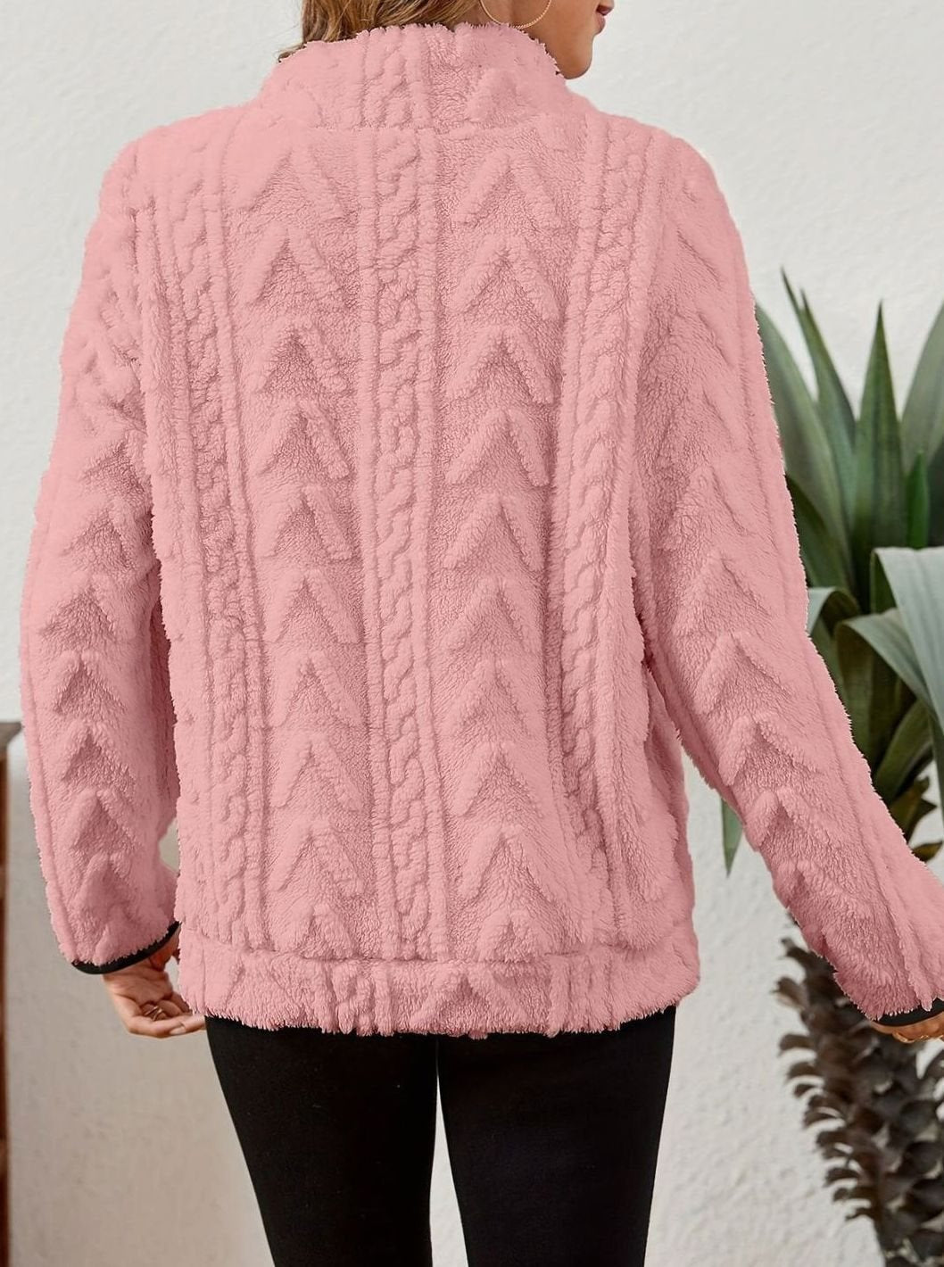 Felpa Pile Donna Mezza Zip con Tasca Marsupio