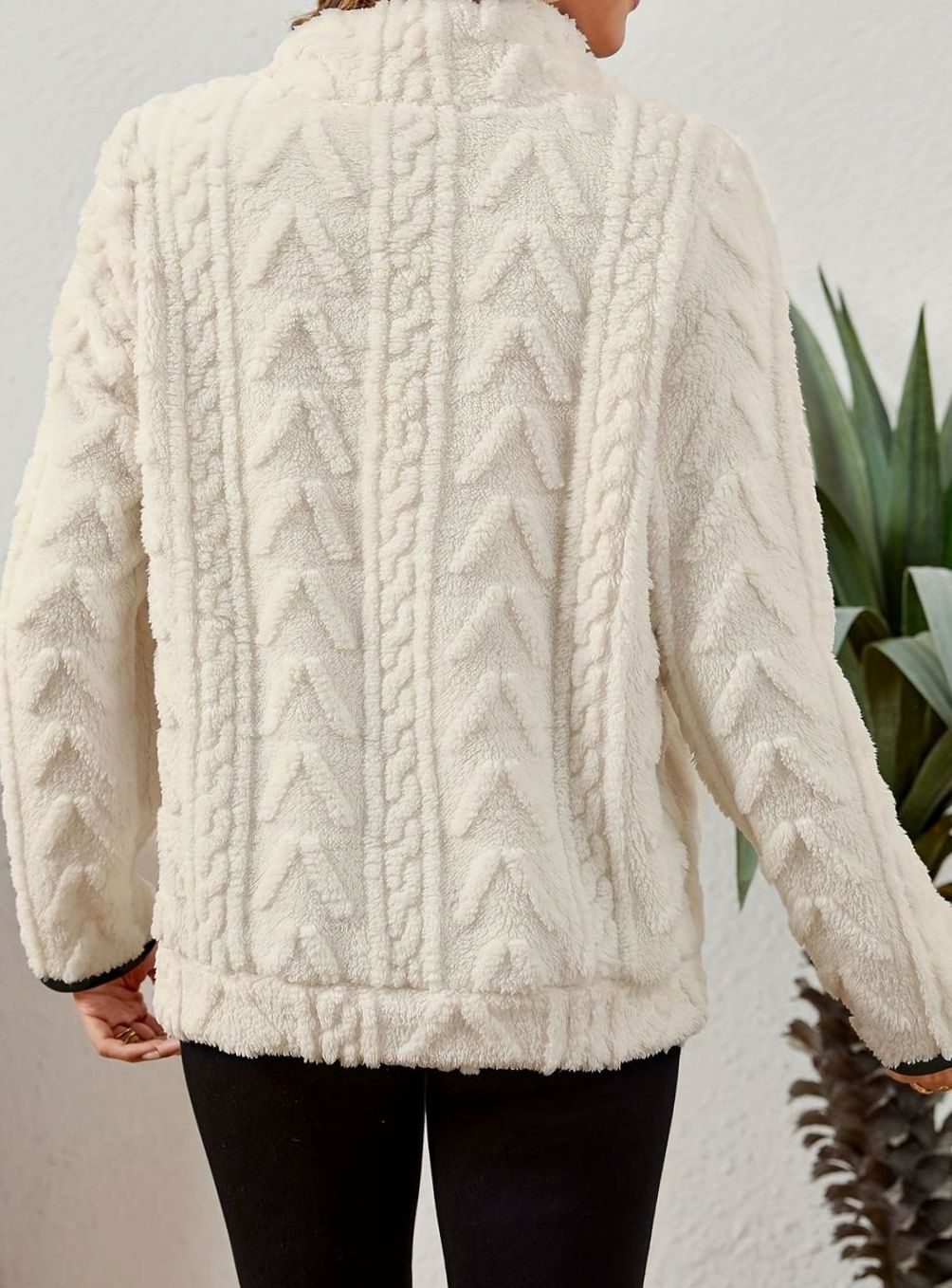Felpa Pile Donna Mezza Zip con Tasca Marsupio