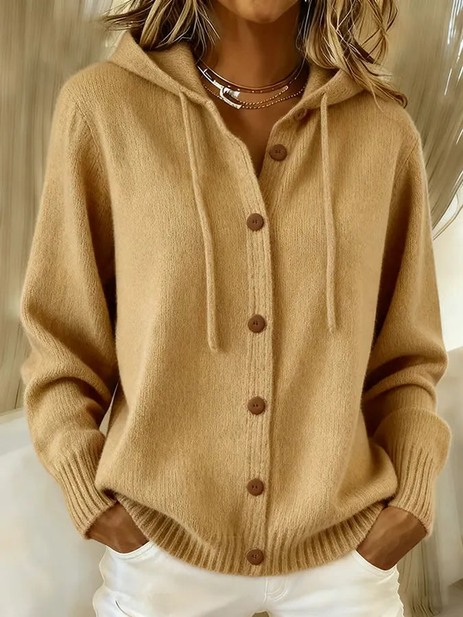 Cardigan Donna con Cappuccio in Maglia Morbida